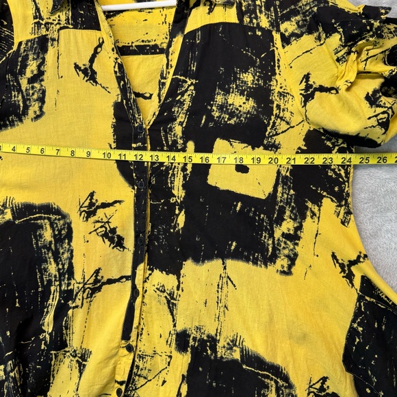 Step In Style High-Low Tunic Shirt Top Dress Yellow Black One Size Mature - Picture 6 of 7